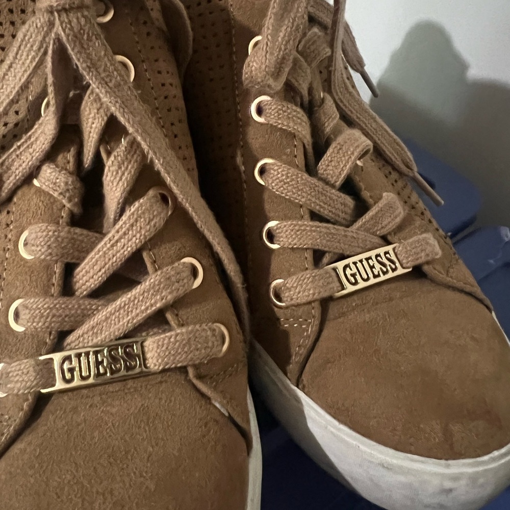Guess Women's Tan Wedge Sneakers